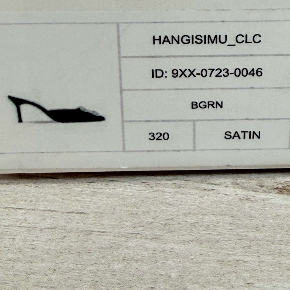Manolo Blahnik Size 36 Green Hangisi Hangisimu Heeled Mules Satin 70MM NEW - Picture 16 of 16